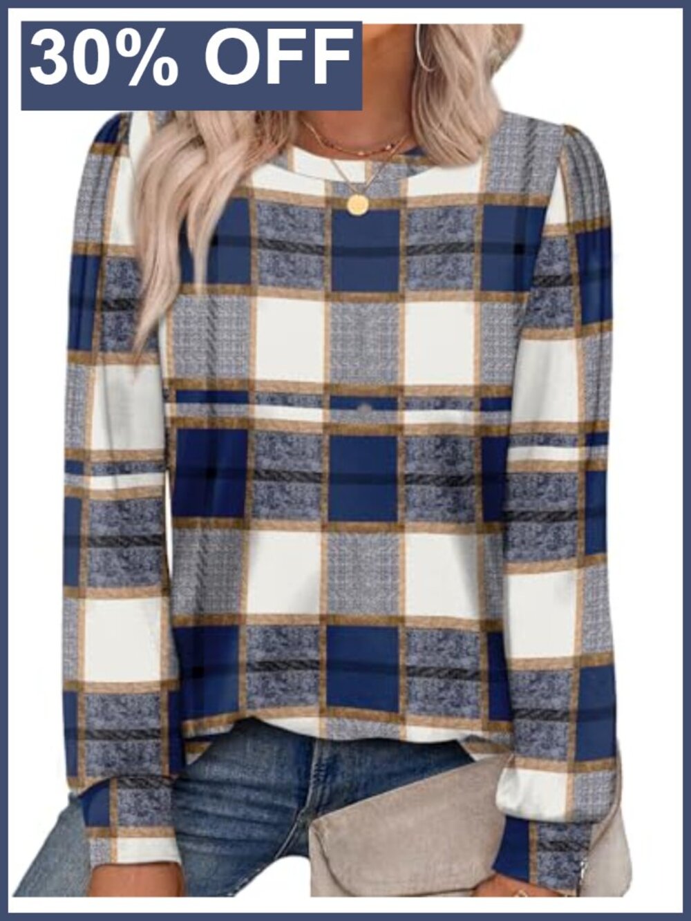 Womens Long Sleeve Tunic Top Crewneck Print Pullover Casual Fall Blouse